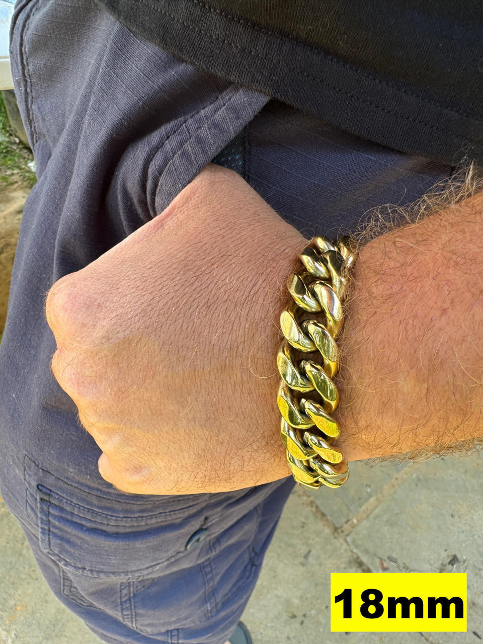Miami Cuban Link Bracelet - 14k Yellow Gold Plated Stainless Steel - 6"-10" - 4mm-18mm