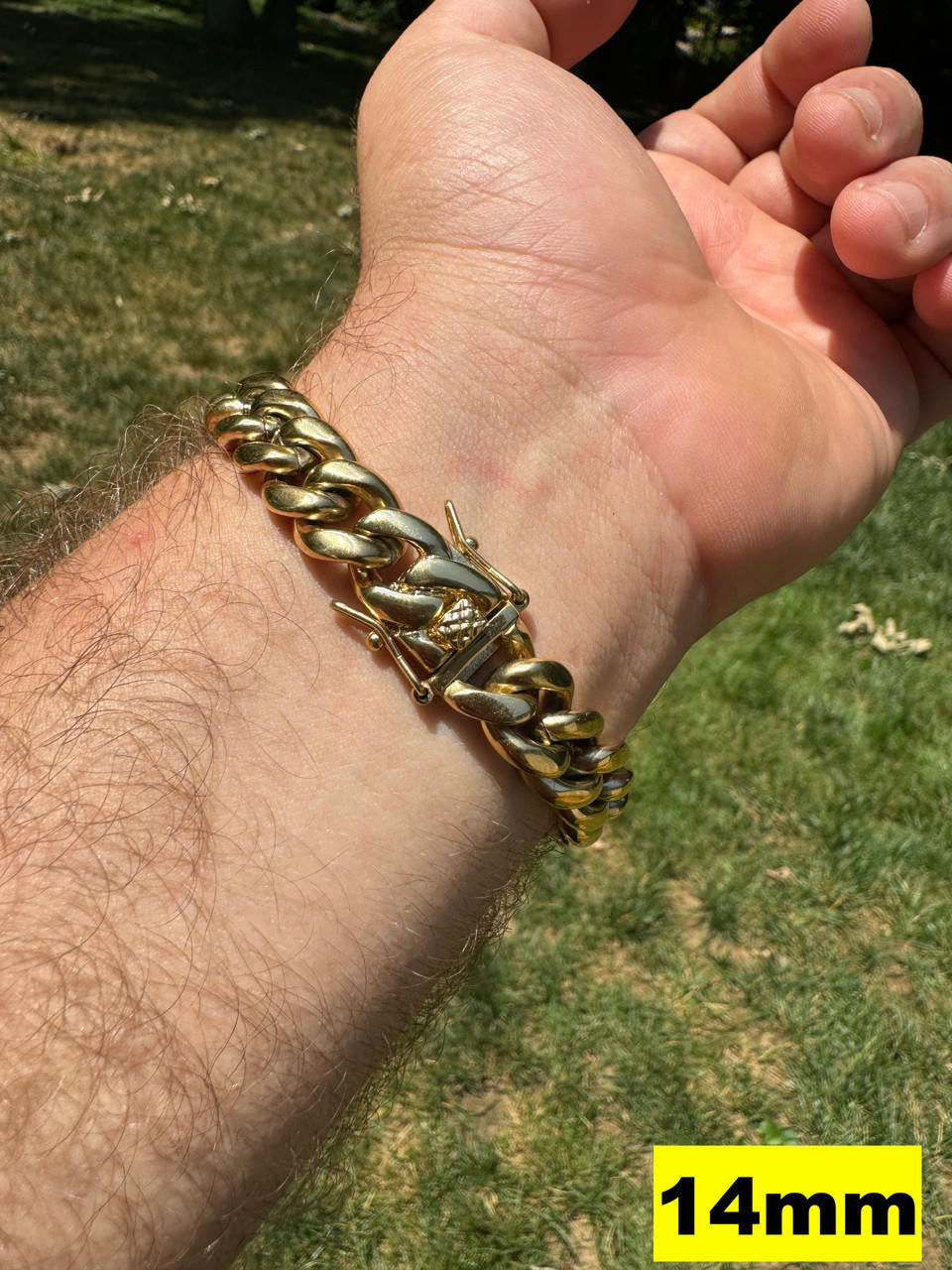 Miami Cuban Link Bracelet - 14k Yellow Gold Plated Stainless Steel - 6"-10" - 4mm-18mm