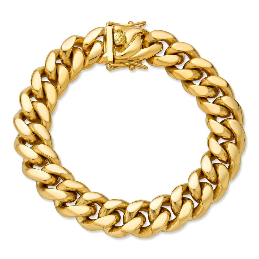Miami Cuban Link Bracelet - 18k Yellow Gold Plated Stainless Steel - 6"-10" - 6mm-18mm