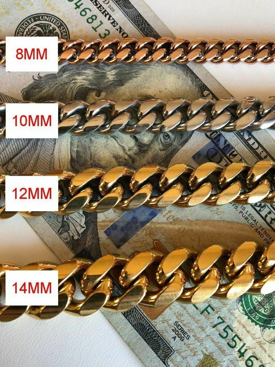 Miami Cuban Link Bracelet 1ct Diamond Clasp 14k 18k Gold Plated Stainless Steel