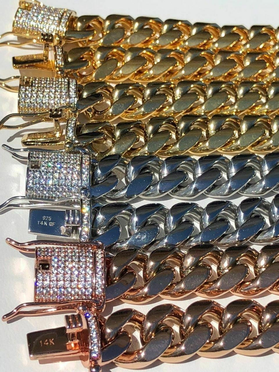 Miami Cuban Link Bracelet 1ct Diamond Clasp 14k 18k Gold Plated Stainless Steel