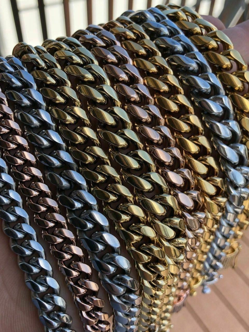 Miami Cuban Link Bracelet 1ct Diamond Clasp 14k 18k Gold Plated Stainless Steel