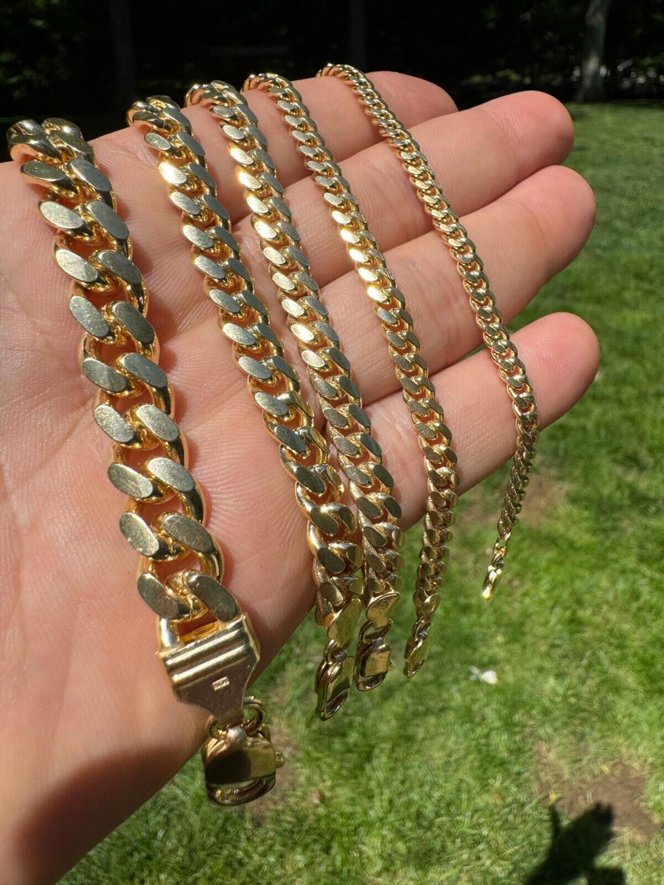 Miami Cuban Link Bracelet Lobster Clasp - 14k Gold Vermeil 925 Sterling Silver - 6"-9" - 4mm-10mm