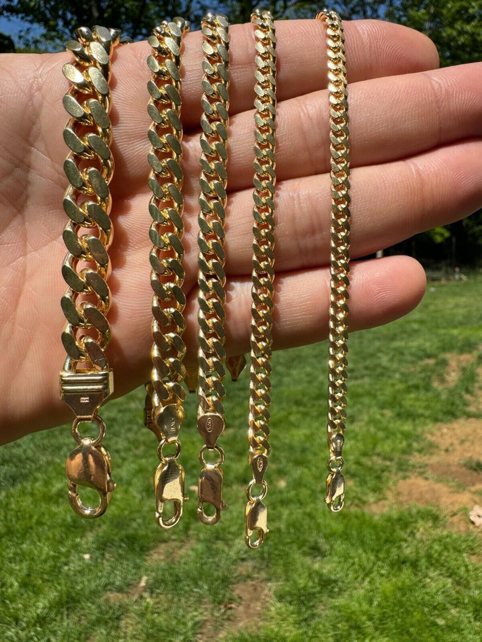 Miami Cuban Link Bracelet Lobster Clasp - 14k Gold Vermeil 925 Sterling Silver - 6"-9" - 4mm-10mm