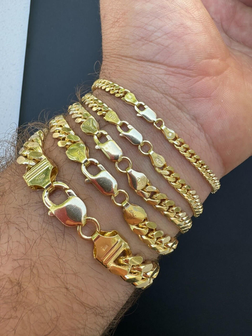 Miami Cuban Link Bracelet Lobster Clasp - 14k Gold Vermeil 925 Sterling Silver - 6"-9" - 4mm-10mm