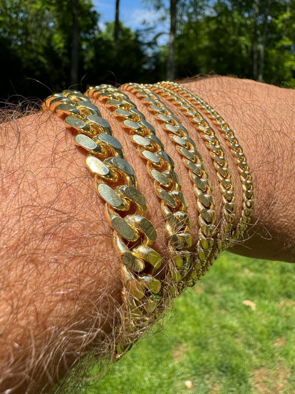 Miami Cuban Link Bracelet Lobster Clasp - 14k Gold Vermeil 925 Sterling Silver - 6"-9" - 4mm-10mm
