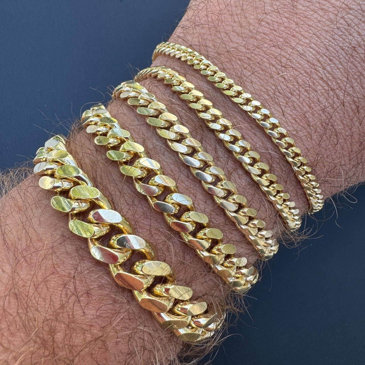 Miami Cuban Link Bracelet Lobster Clasp - 14k Gold Vermeil 925 Sterling Silver - 6"-9" - 4mm-10mm