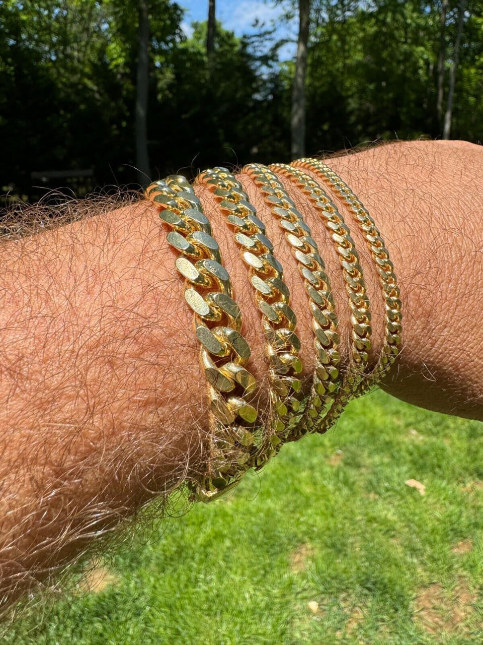 Miami Cuban Link Bracelet Lobster Clasp - 14k Gold Vermeil 925 Sterling Silver - 6"-9" - 4mm-10mm