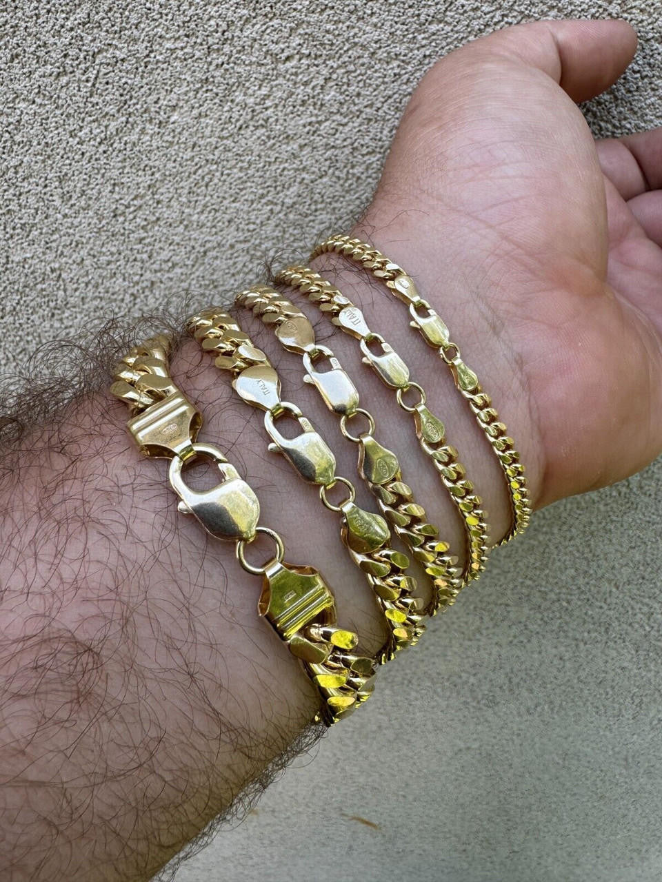 Miami Cuban Link Bracelet Lobster Clasp - 14k Gold Vermeil 925 Sterling Silver - 6"-9" - 4mm-10mm