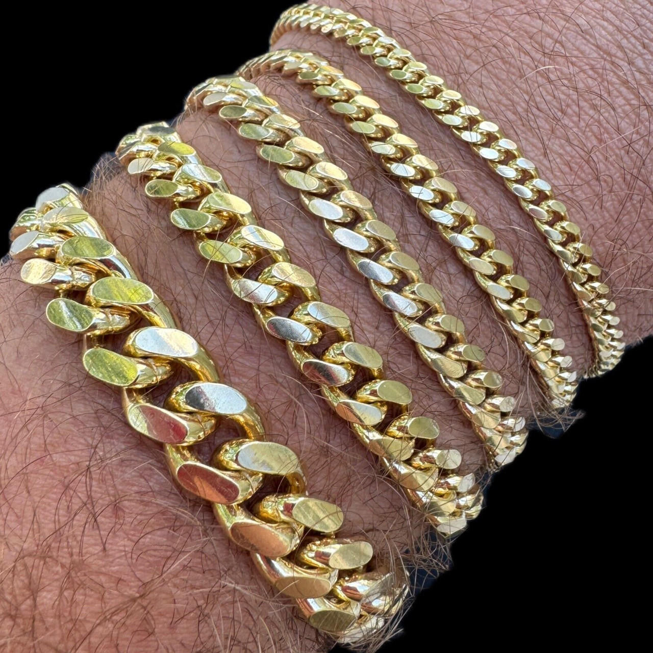 Miami Cuban Link Bracelet Lobster Clasp - 14k Gold Vermeil 925 Sterling Silver - 6"-9" - 4mm-10mm