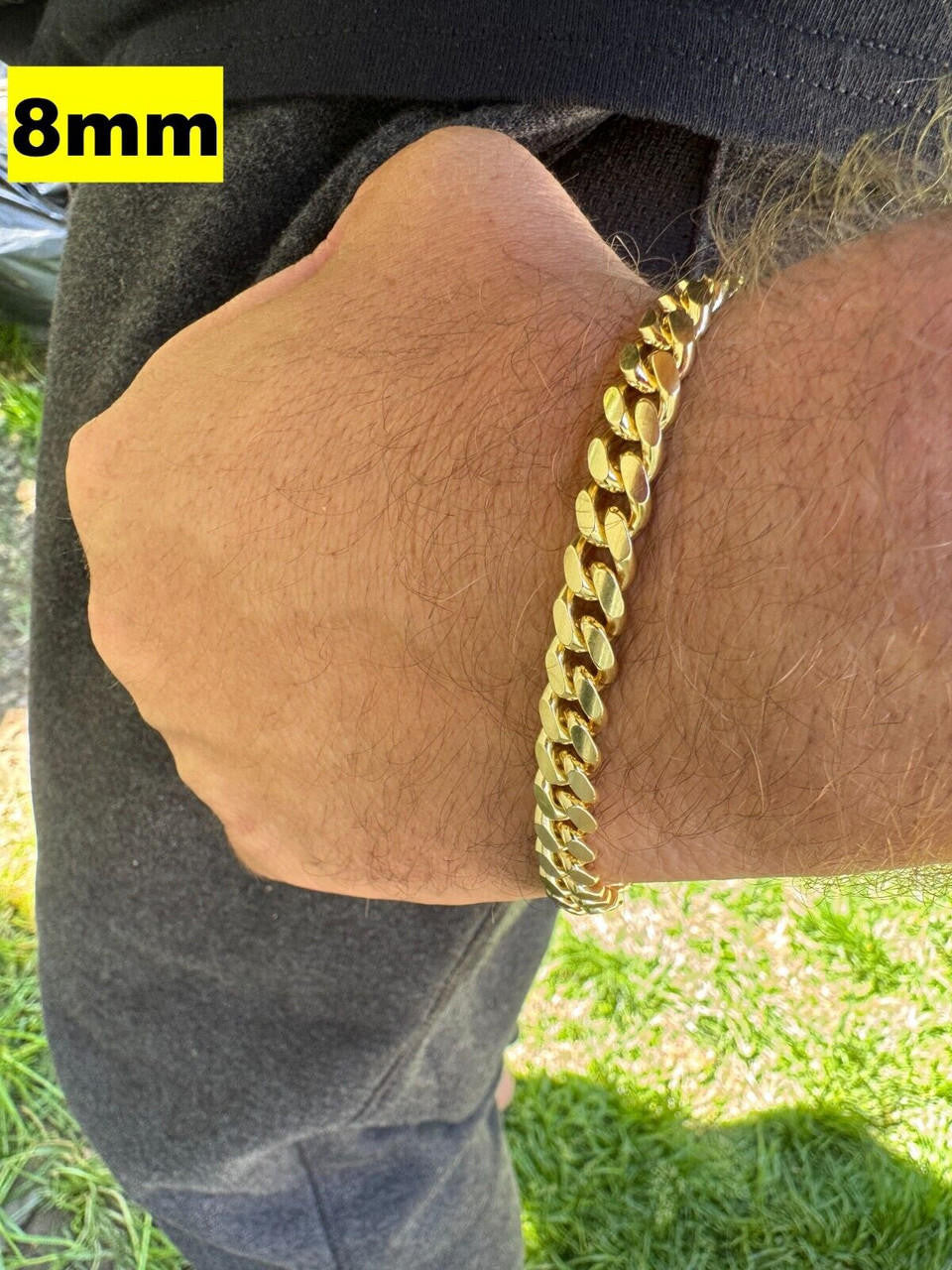 Miami Cuban Link Bracelet Lobster Clasp - 14k Gold Vermeil 925 Sterling Silver - 6"-9" - 4mm-10mm