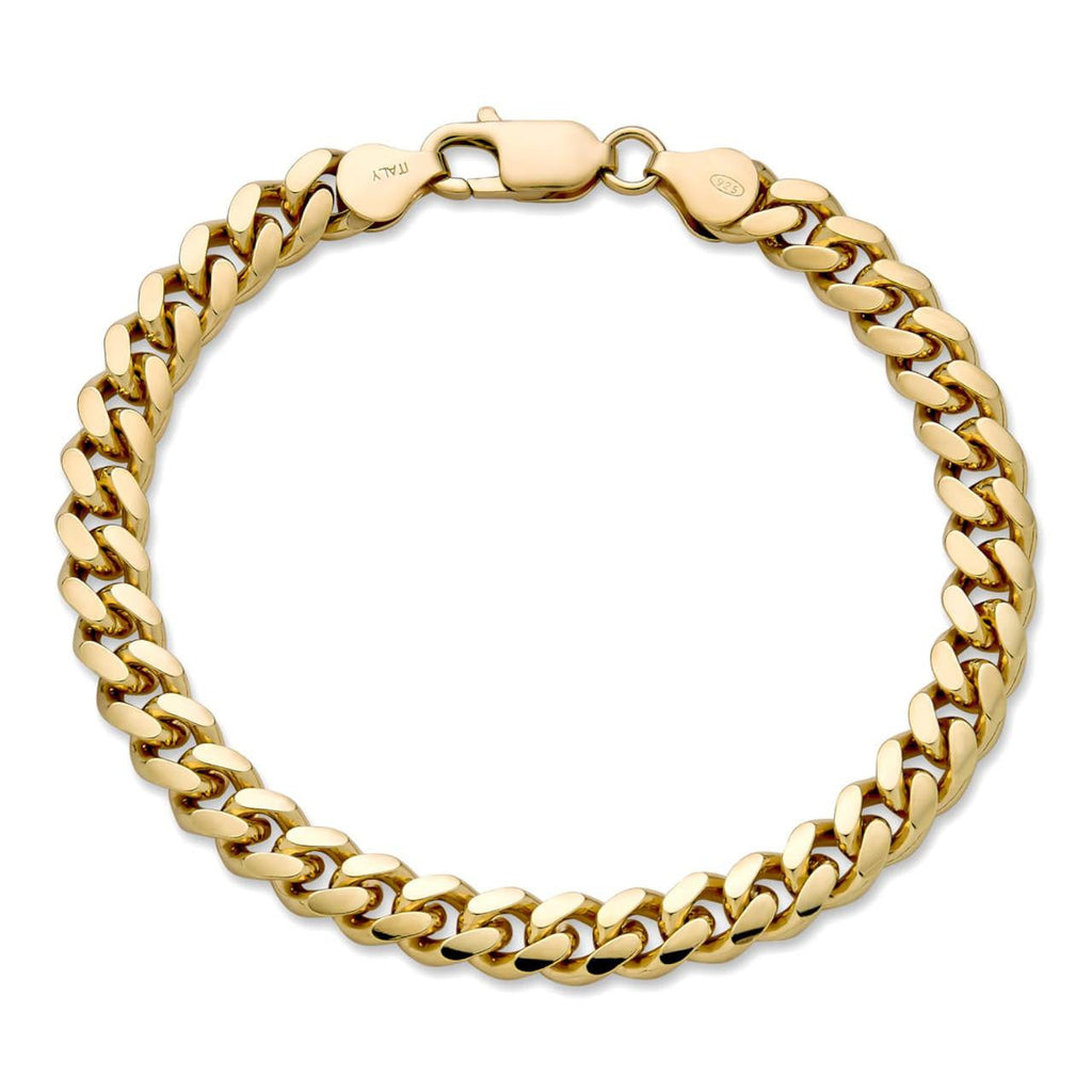 Miami Cuban Link Bracelet Lobster Clasp - 14k Gold Vermeil 925 Sterling Silver - 6"-9" - 4mm-10mm