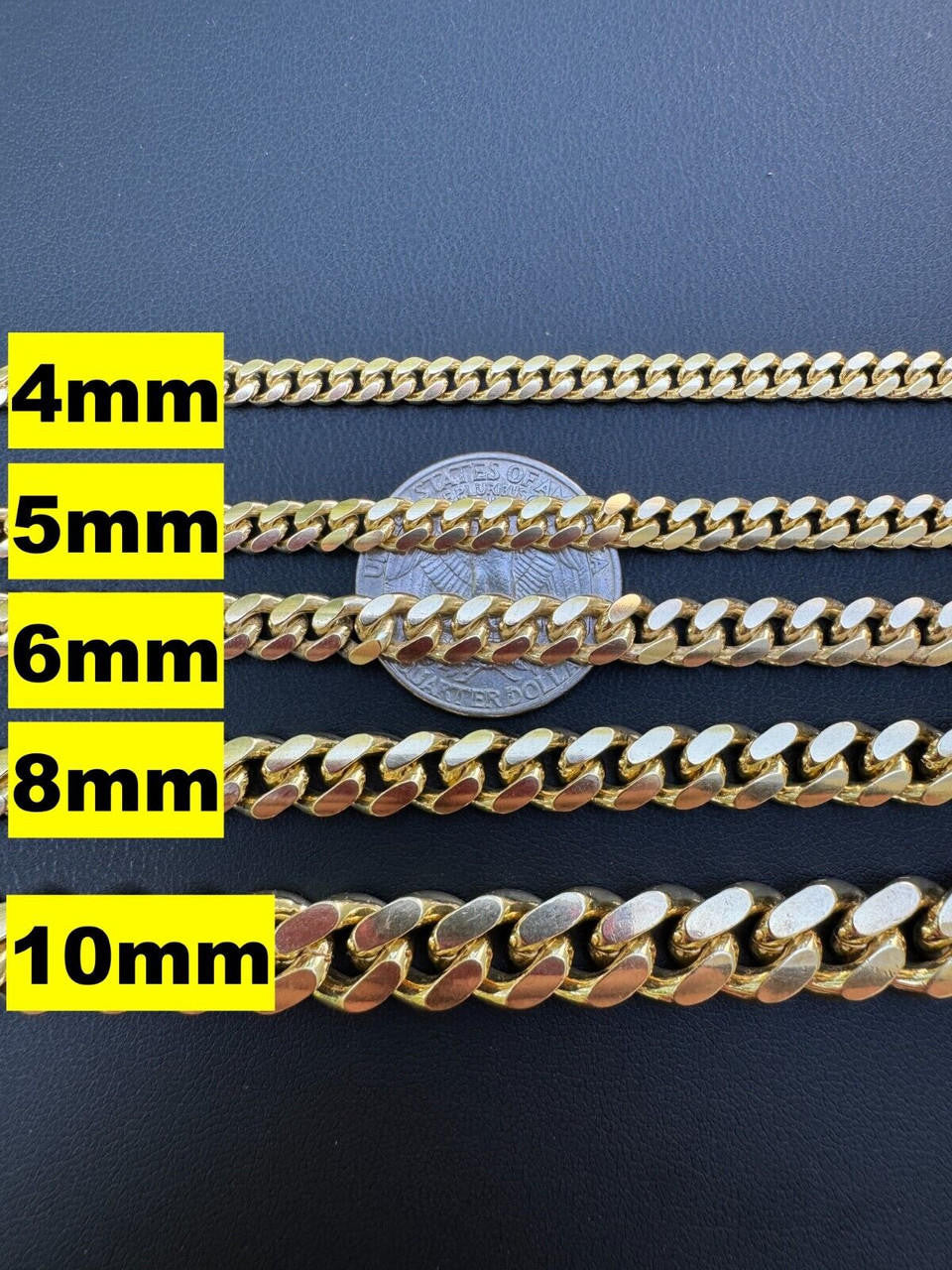 Miami Cuban Link Bracelet Lobster Clasp - 14k Gold Vermeil 925 Sterling Silver - 6"-9" - 4mm-10mm