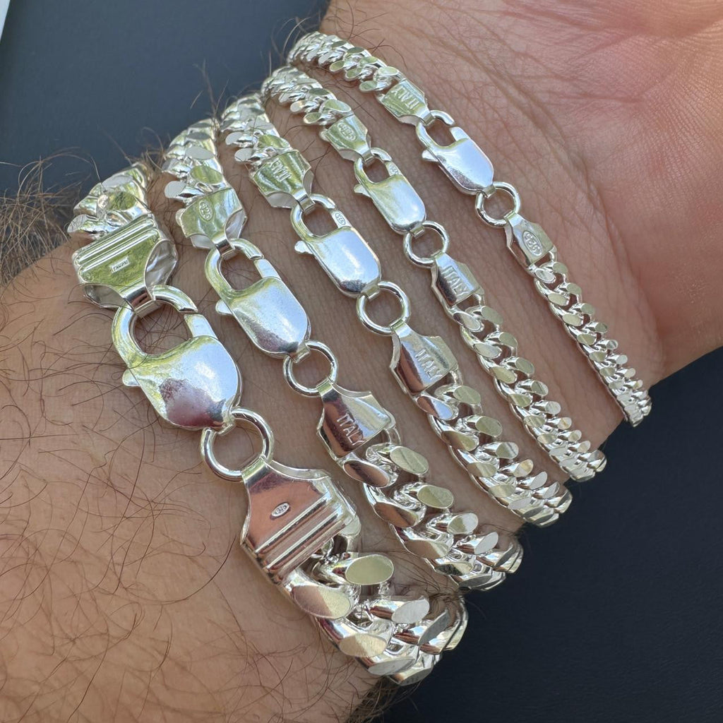 Miami Cuban Link Bracelet Lobster Clasp - 925 Sterling Silver - 6"-9" - 4mm-12mm