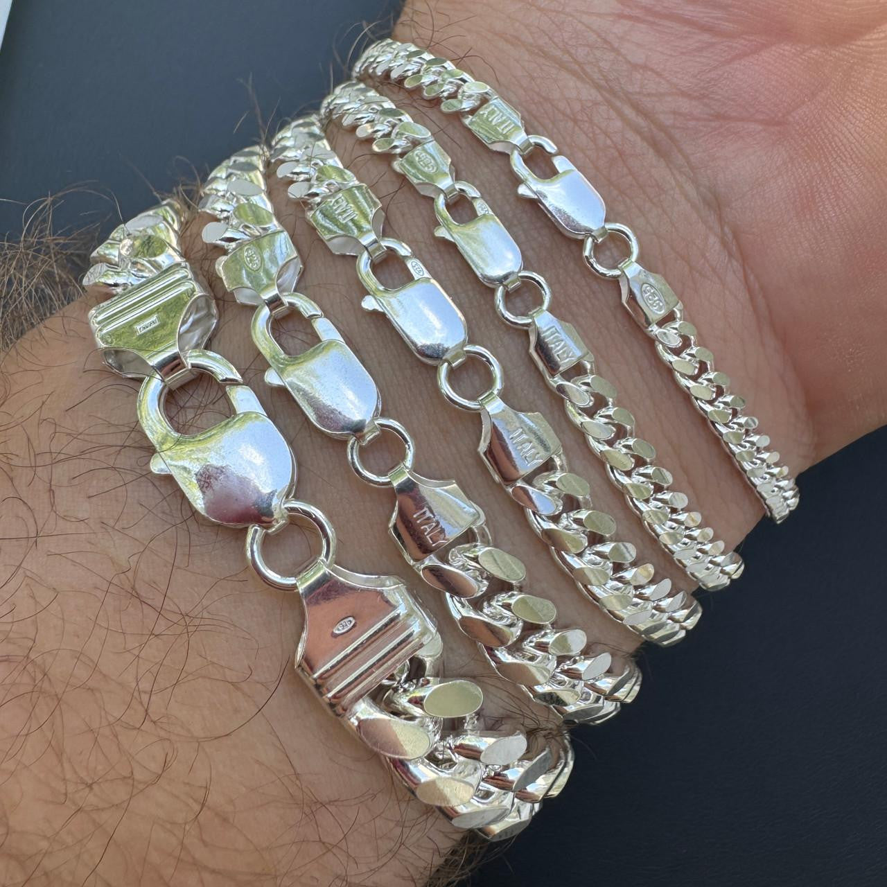 Miami Cuban Link Bracelet Lobster Clasp - 925 Sterling Silver - 6"-9" - 4mm-12mm