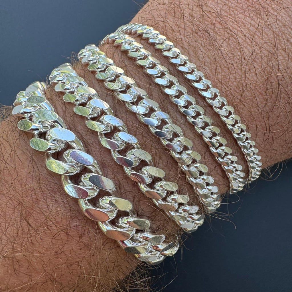 Miami Cuban Link Bracelet Lobster Clasp - 925 Sterling Silver - 6"-9" - 4mm-12mm