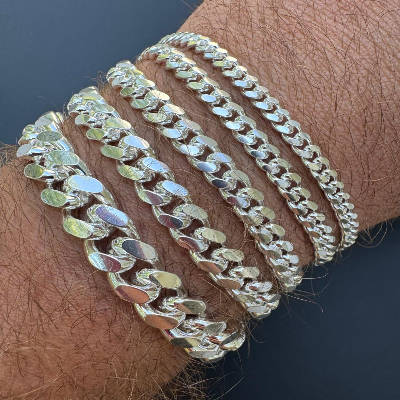 Miami Cuban Link Bracelet Lobster Clasp - 925 Sterling Silver - 6"-9" - 4mm-12mm