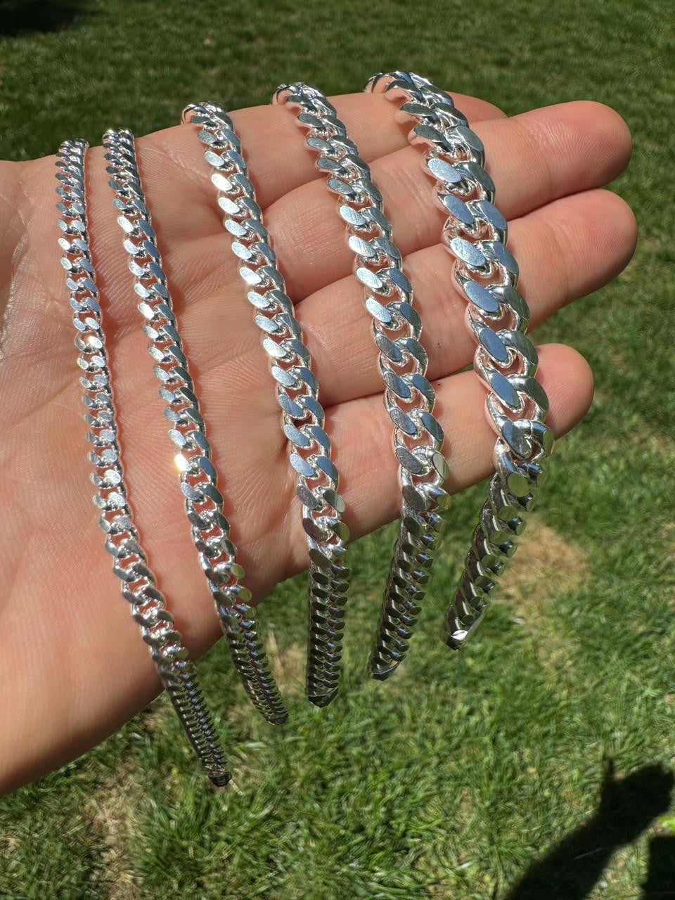 Miami Cuban Link Bracelet Lobster Clasp - 925 Sterling Silver - 6"-9" - 4mm-12mm
