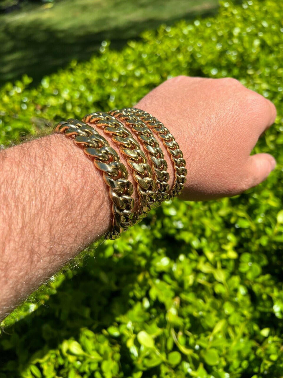 Miami Cuban Link Bracelet W. CZ Clasp - 14k Gold Plated Stainless Steel - 6"-10" - 8mm-14mm