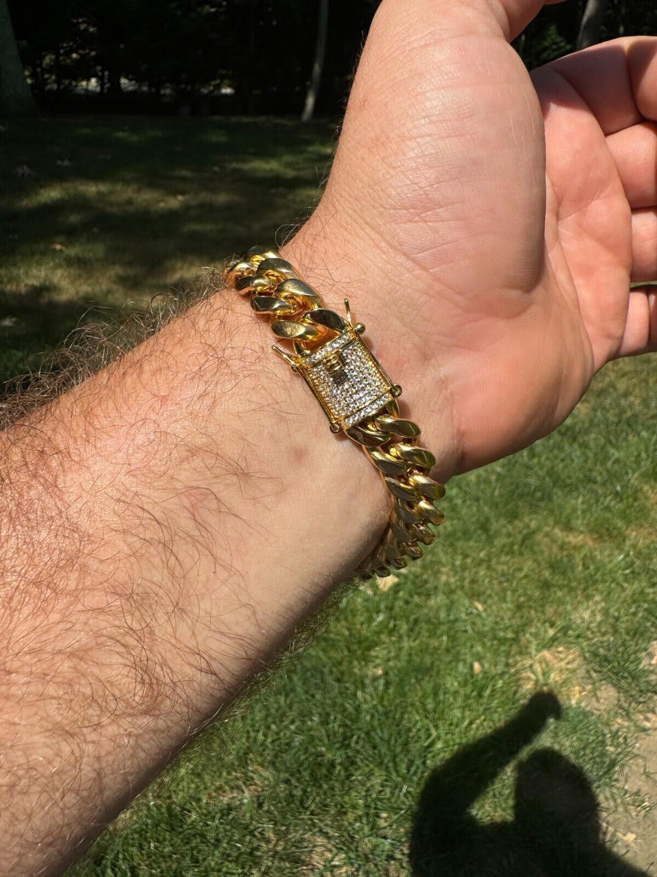Miami Cuban Link Bracelet W. CZ Clasp - 14k Gold Plated Stainless Steel - 6"-10" - 8mm-14mm