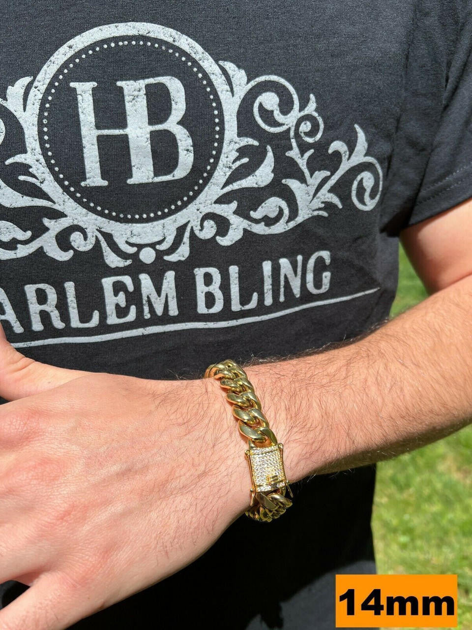 Miami Cuban Link Bracelet W. CZ Clasp - 14k Gold Plated Stainless Steel - 6"-10" - 8mm-14mm