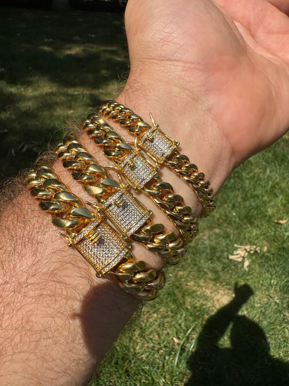 Miami Cuban Link Bracelet W. CZ Clasp - 18k Gold Plated Stainless Steel - 6"-10" - 8mm-14mm