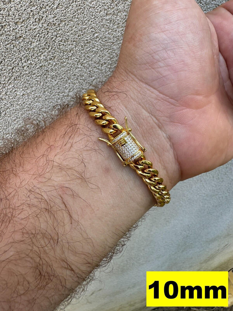 Miami Cuban Link Bracelet W. CZ Clasp - 18k Gold Plated Stainless Steel - 6"-10" - 8mm-14mm