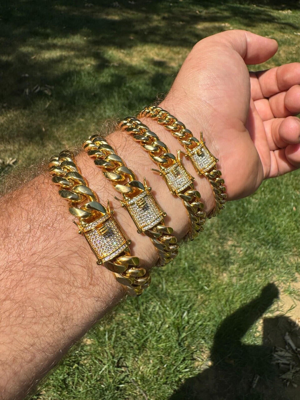Miami Cuban Link Bracelet W. CZ Clasp - 18k Gold Plated Stainless Steel - 6"-10" - 8mm-14mm