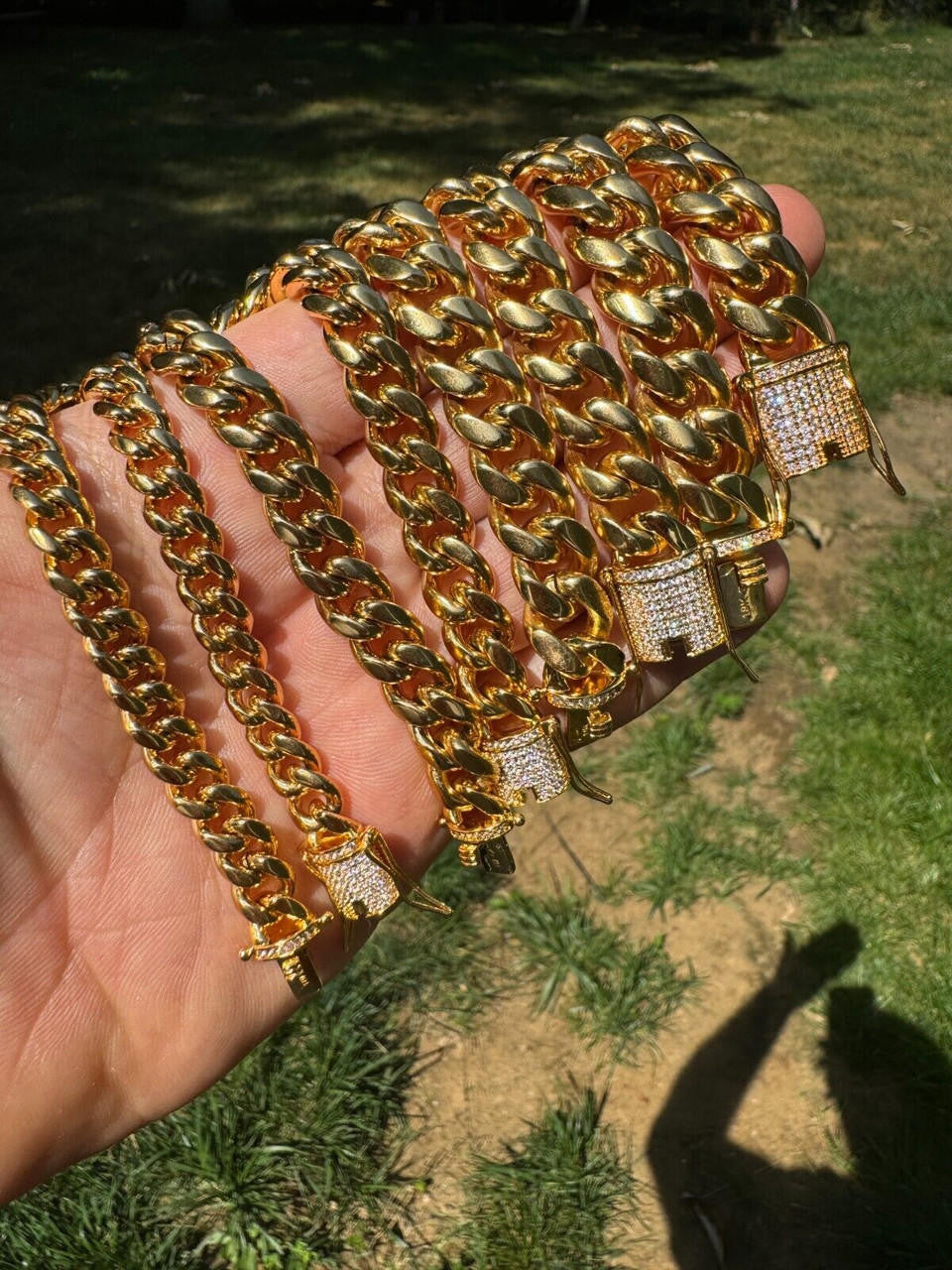 Miami Cuban Link Bracelet W. CZ Clasp - 18k Gold Plated Stainless Steel - 6"-10" - 8mm-14mm