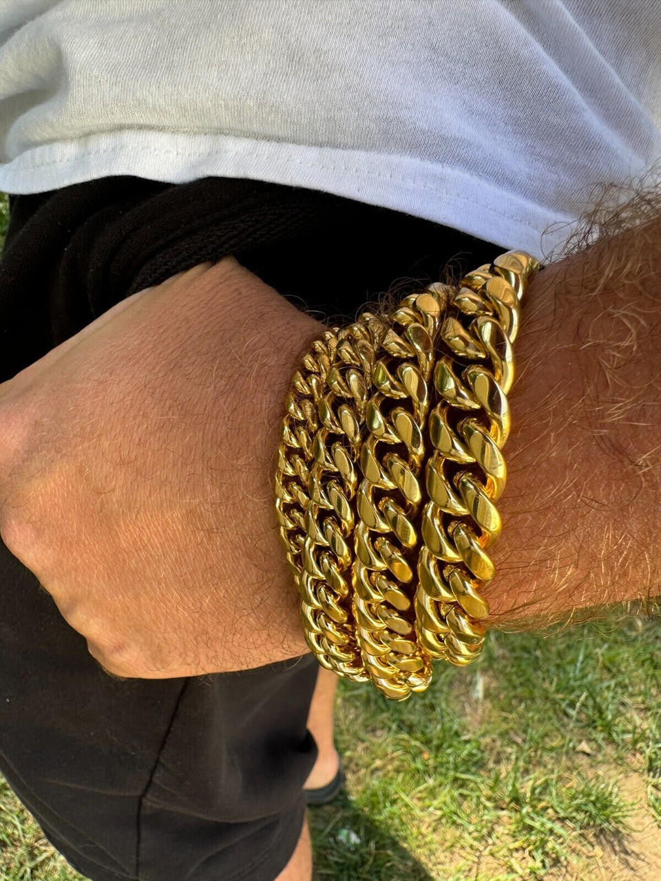 Miami Cuban Link Bracelet W. CZ Clasp - 18k Gold Plated Stainless Steel - 6"-10" - 8mm-14mm