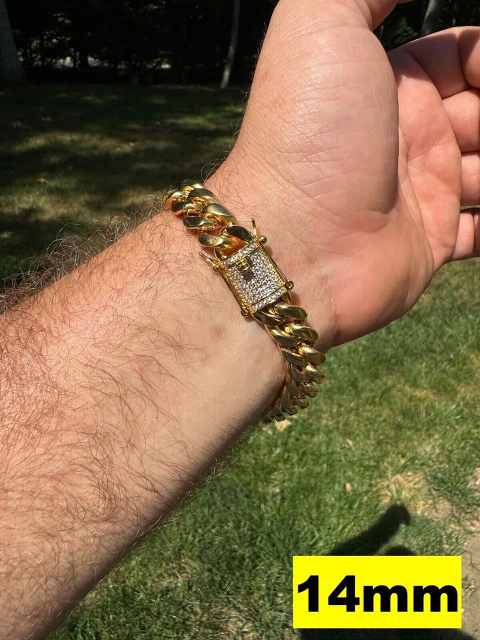 Miami Cuban Link Bracelet W. CZ Clasp - 18k Gold Plated Stainless Steel - 6"-10" - 8mm-14mm