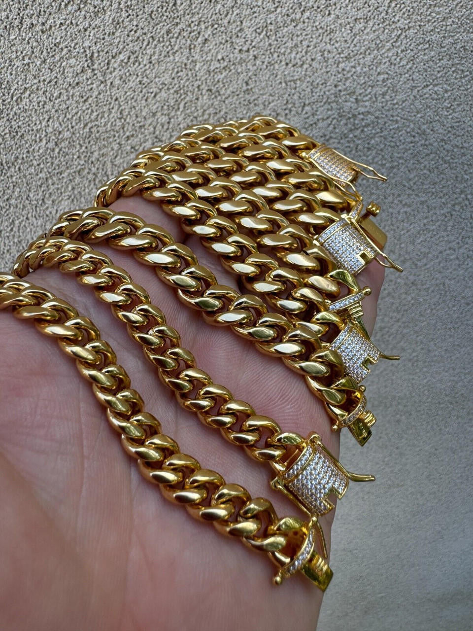 Miami Cuban Link Bracelet W. CZ Clasp - 18k Gold Plated Stainless Steel - 6"-10" - 8mm-14mm