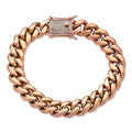 Miami Cuban Link Bracelet W. CZ Clasp - Rose Gold Plated Stainless Steel - 6"-10" - 8mm-14mm