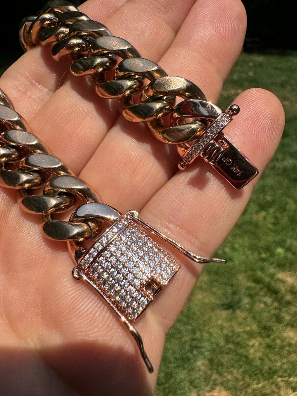 Miami Cuban Link Bracelet W. CZ Clasp - Rose Gold Plated Stainless Steel - 6"-10" - 8mm-14mm