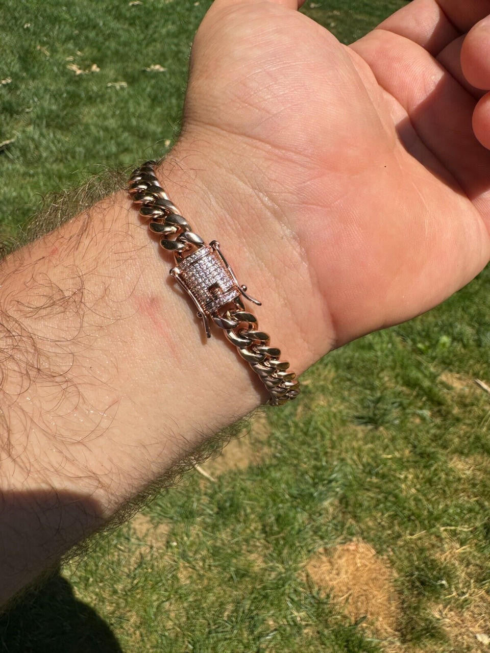 Miami Cuban Link Bracelet W. CZ Clasp - Rose Gold Plated Stainless Steel - 6"-10" - 8mm-14mm