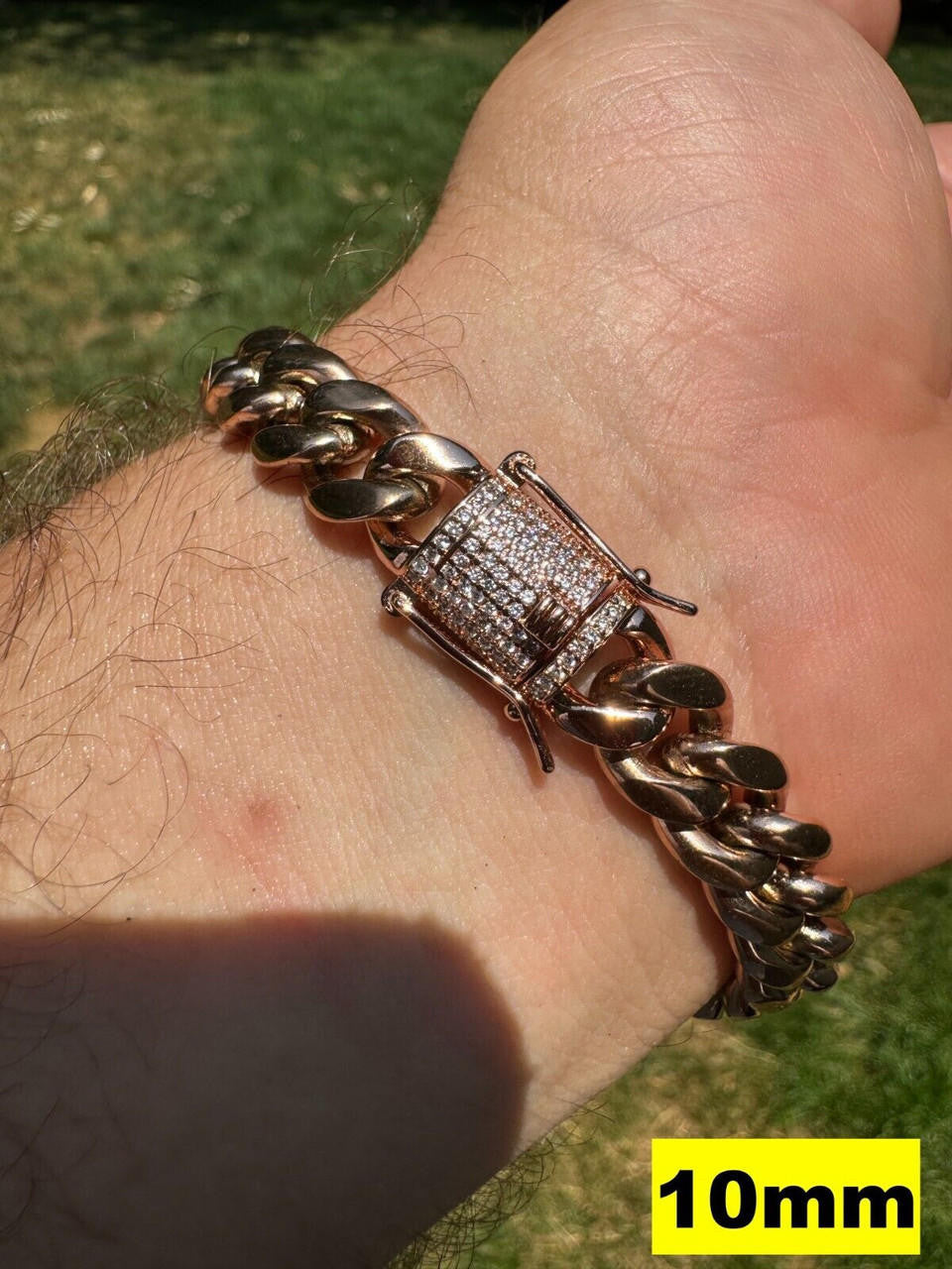 Miami Cuban Link Bracelet W. CZ Clasp - Rose Gold Plated Stainless Steel - 6"-10" - 8mm-14mm