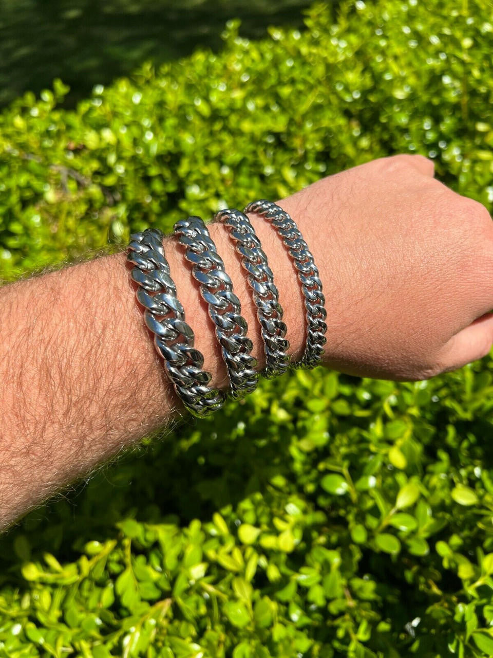 Miami Cuban Link Bracelet W. CZ Clasp - Stainless Steel W. 925 Silver Clasp - 6"-10" - 8mm-14mm