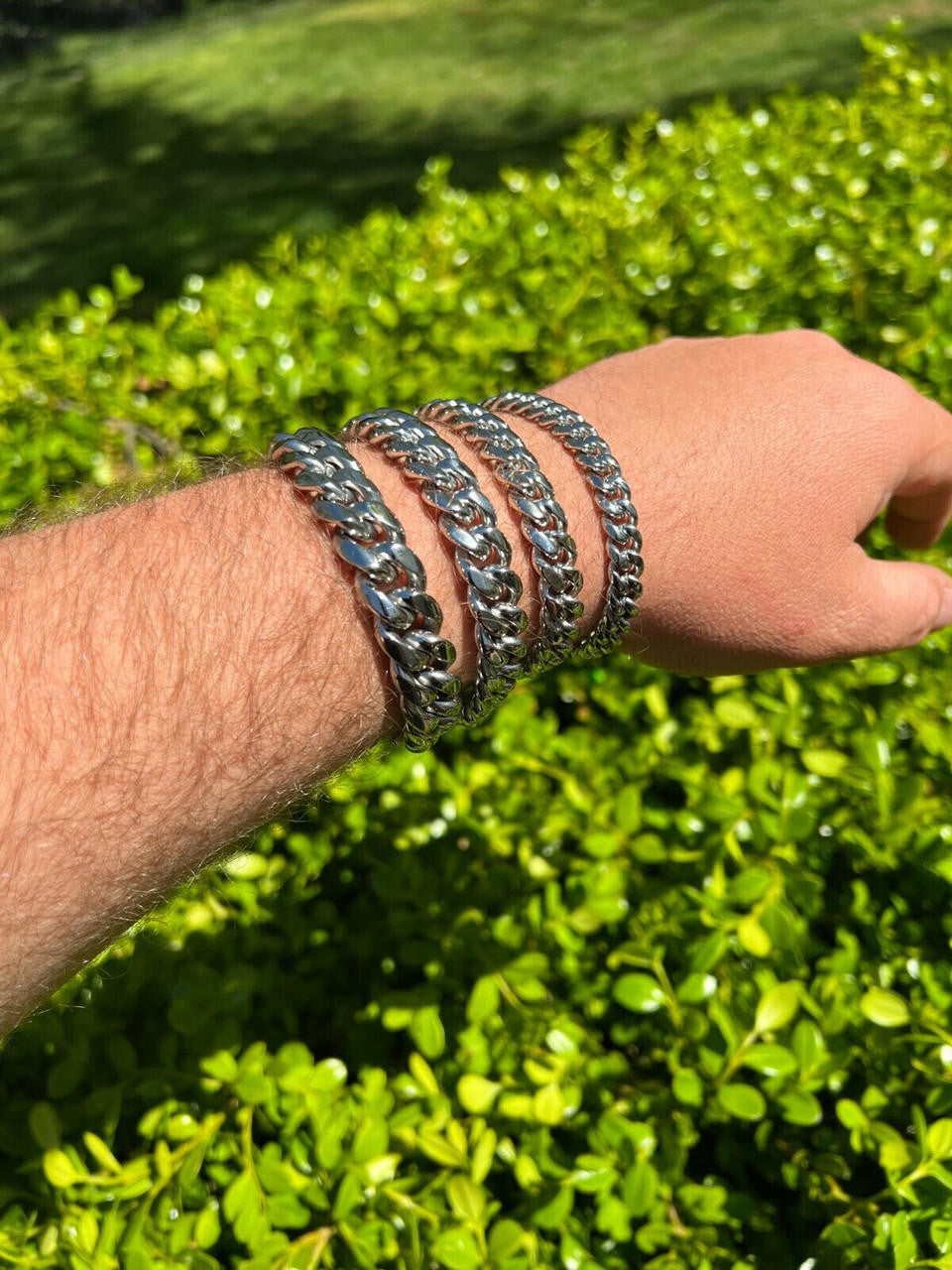 Miami Cuban Link Bracelet W. CZ Clasp - Stainless Steel W. 925 Silver Clasp - 6"-10" - 8mm-14mm