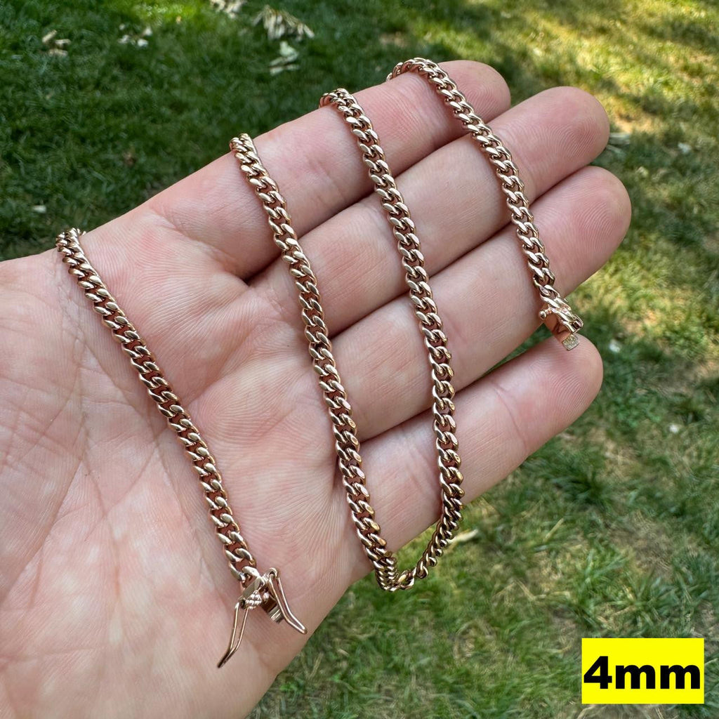 Miami Cuban Link Chain Necklace - 14k Rose Gold Plated Stainless Steel - 16"-36" - 4mm-18mm