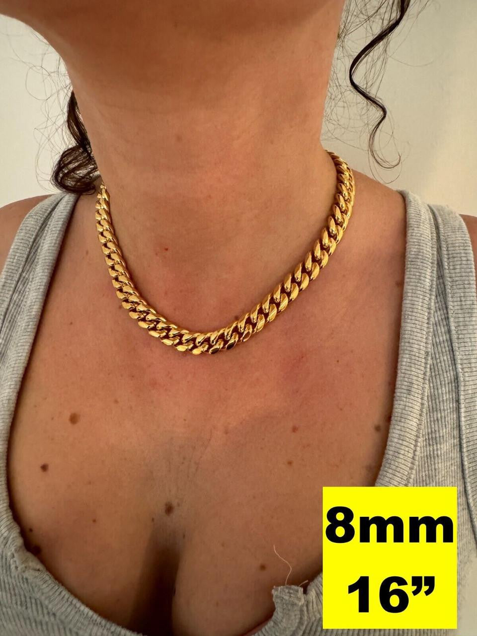 Miami Cuban Link Chain Necklace 14k Gold Plated Stainless Steel 4-18mm