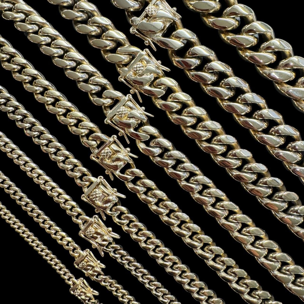 Miami Cuban Link Chain Necklace 14k Gold Plated Stainless Steel 4-18mm