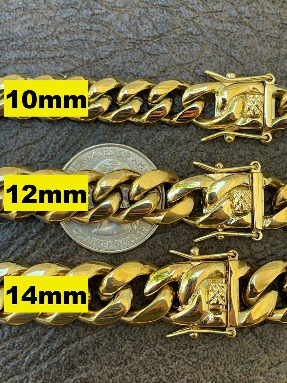 Miami Cuban Link Chain Necklace 14k Gold Plated Stainless Steel 4-18mm