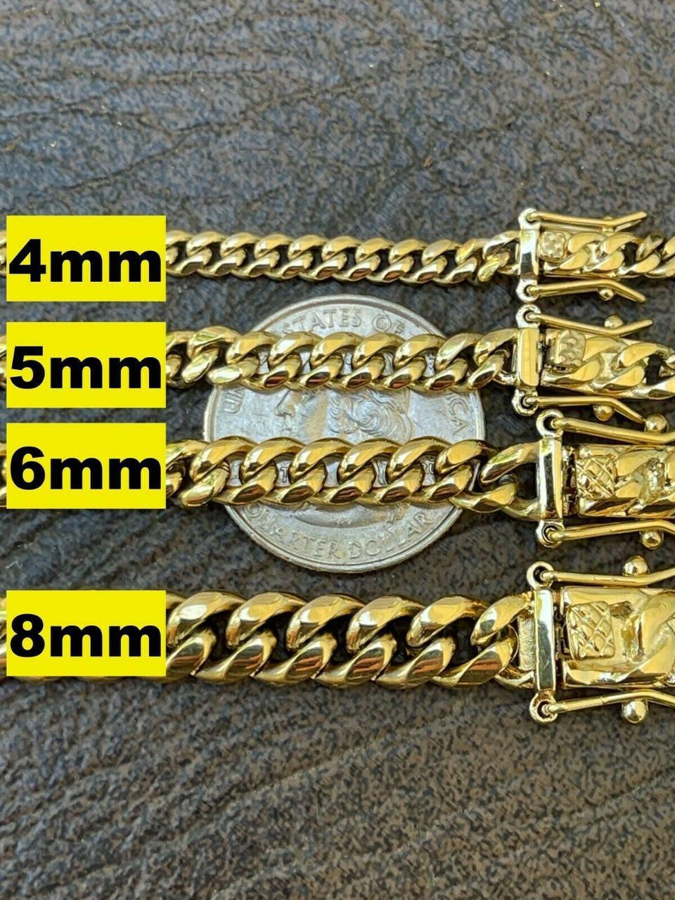 Miami Cuban Link Chain Necklace 14k Gold Plated Stainless Steel 4-18mm