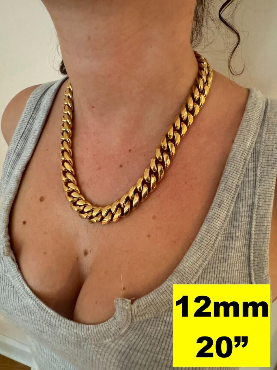 Miami Cuban Link Chain Necklace Bracelet 18k Gold Plated Stainless Steel 6-18mm
