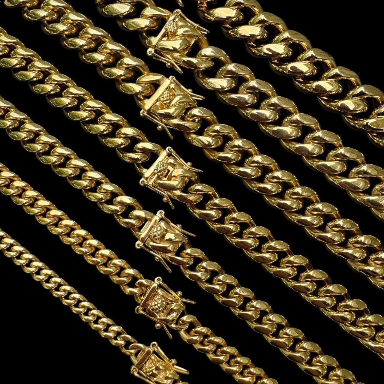 Miami Cuban Link Chain Necklace Bracelet 18k Gold Plated Stainless Steel 6-18mm