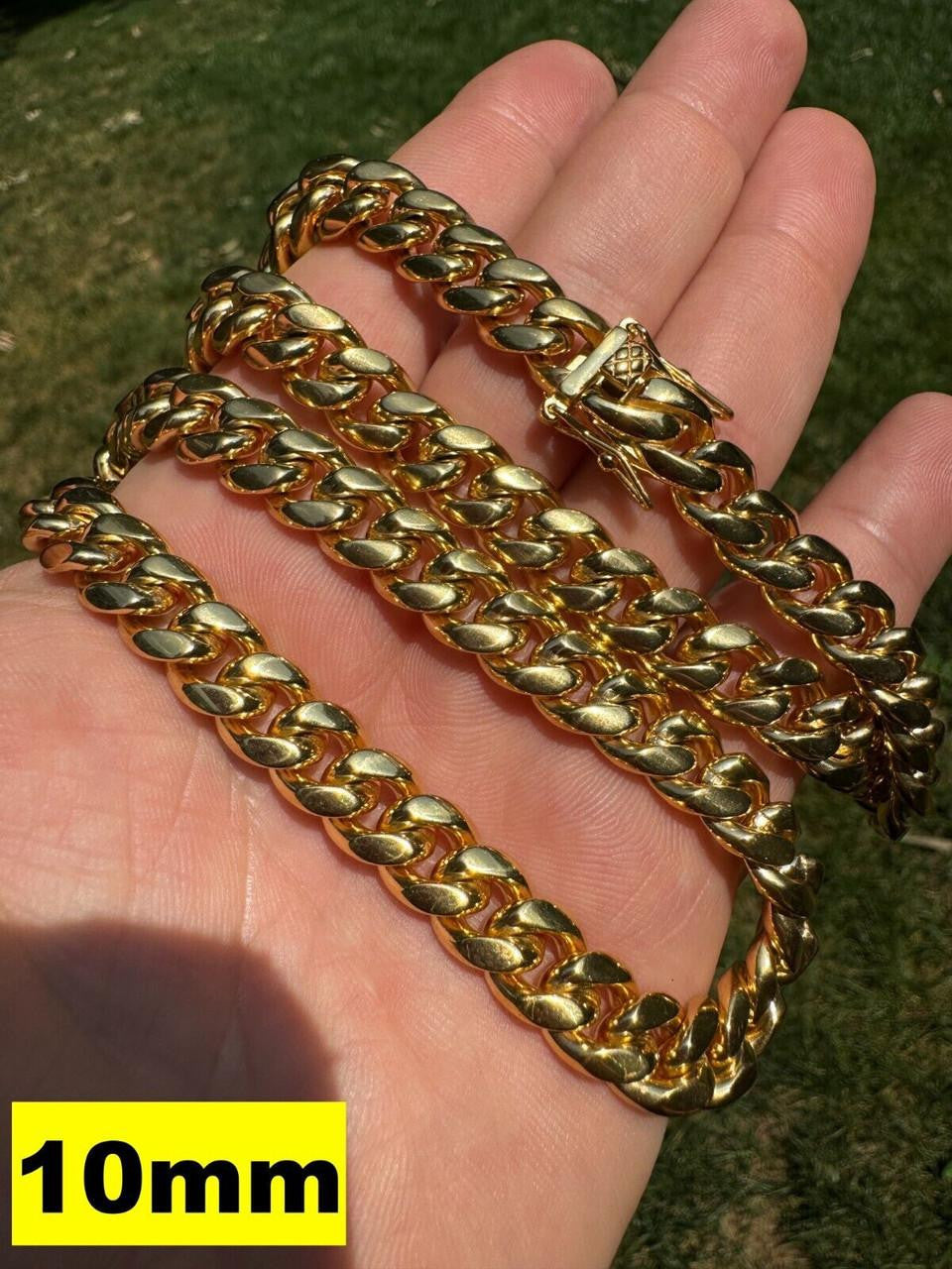 Miami Cuban Link Chain Necklace Bracelet 18k Gold Plated Stainless Steel 6-18mm