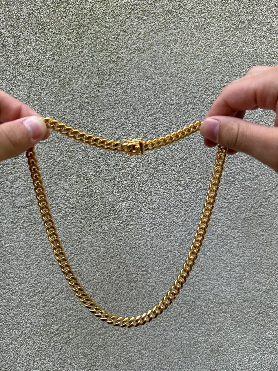 Miami Cuban Link Chain Necklace Bracelet 18k Gold Plated Stainless Steel 6-18mm