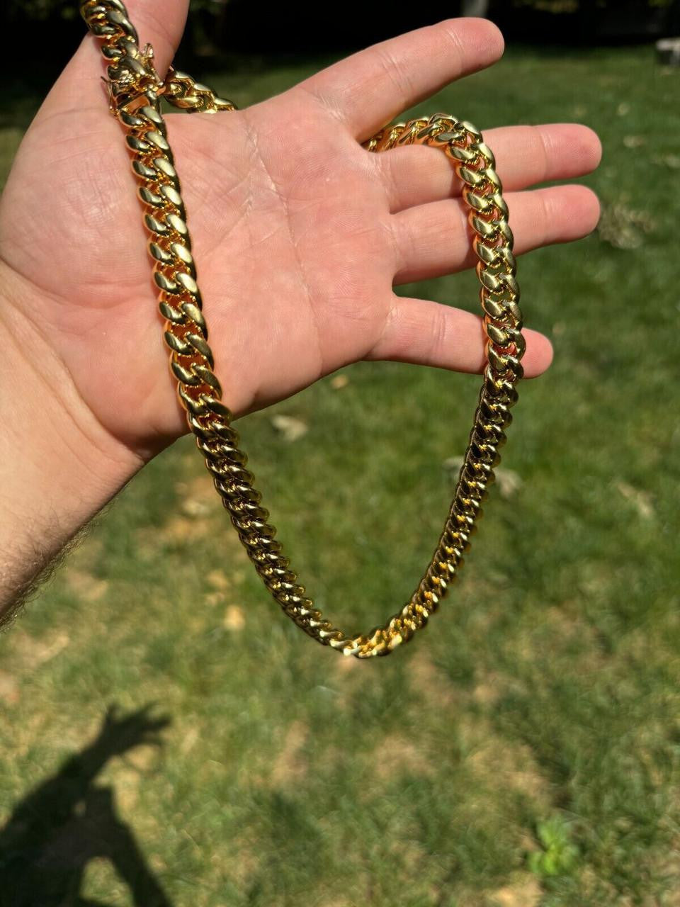 Miami Cuban Link Chain Necklace Bracelet 18k Gold Plated Stainless Steel 6-18mm