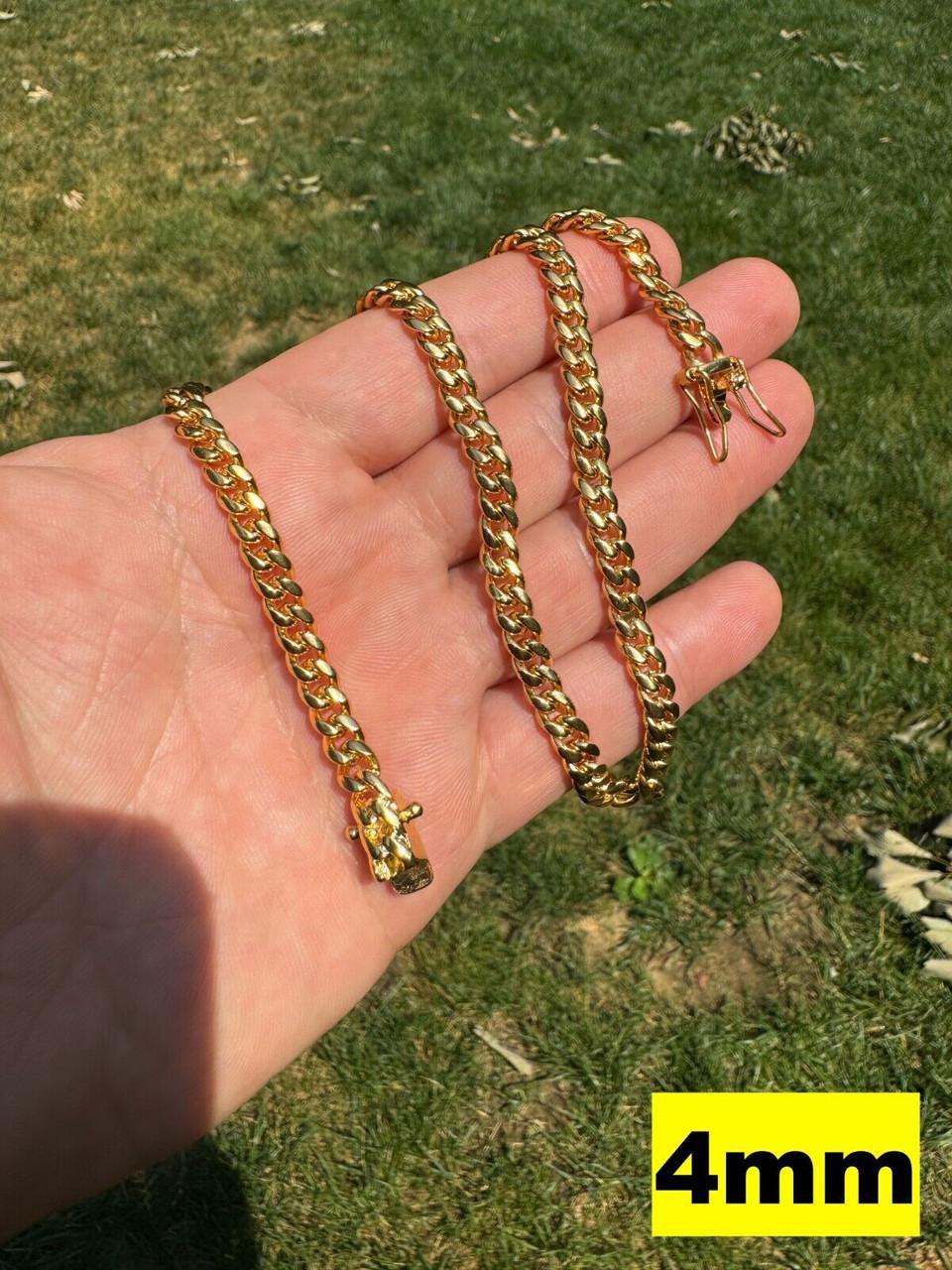 Miami Cuban Link Chain Necklace Bracelet 18k Gold Plated Stainless Steel 6-18mm