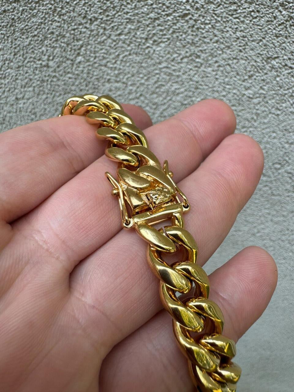 Miami Cuban Link Chain Necklace Bracelet 18k Gold Plated Stainless Steel 6-18mm